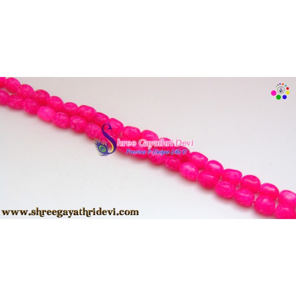 TEXTURED TUMBLE GLASS BEADS - DARK PINK - 10MM