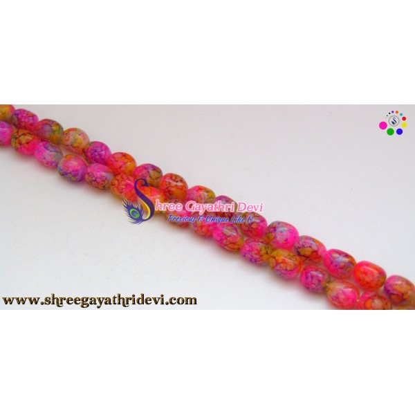 TEXTURED TUMBLE GLASS BEADS - MULTICOLOR - 10MM