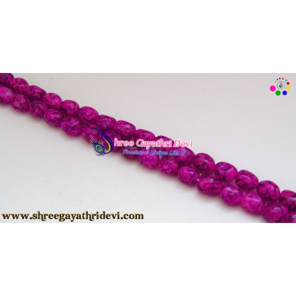 TEXTURED TUMBLE GLASS BEADS - DARK PURPLE - 10MM