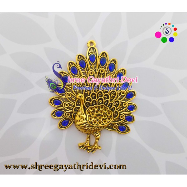 STONE PENDANT - PEACOCK - ROYAL BLUE - 85*65 MM
