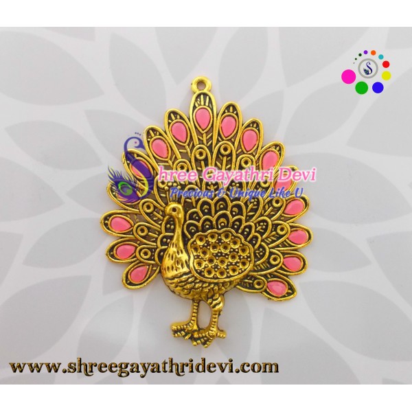 STONE PENDANT - PEACOCK - PINK - 85*65 MM
