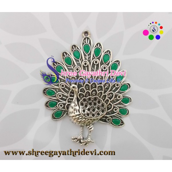 STONE PENDANT - PEACOCK - GREEN - 85*65 MM