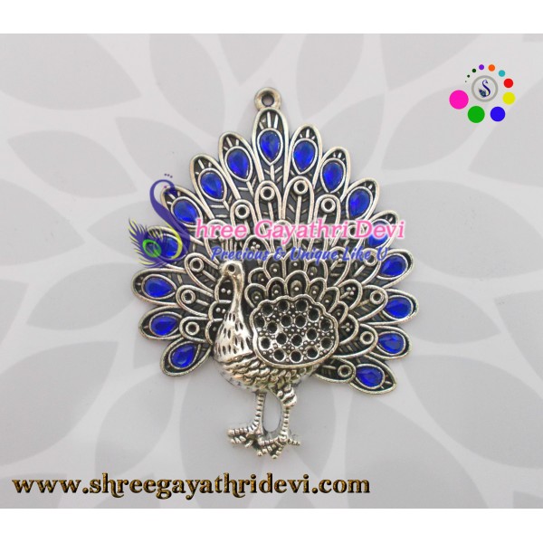 STONE PENDANT - PEACOCK - ROYAL BLUE - 85*65 MM