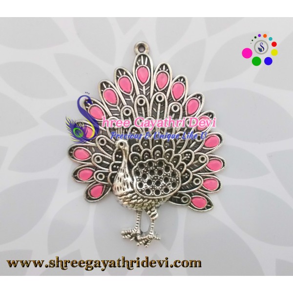 STONE PENDANT - PEACOCK - PINK - 85*65 MM